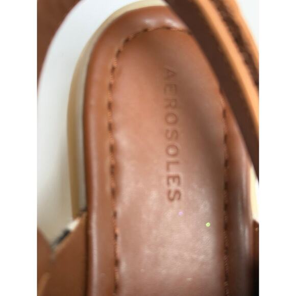 NEW AEROSOLES Wreeland Pony Hair Slingback Mule Womens 10 White Brown Wave Sole - Picture 6 of 10